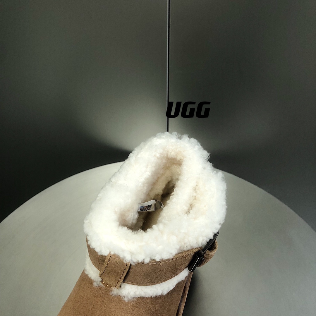 UGG毛茸束带短款厚底雪地靴A级羊皮毛一体SIZE35-40