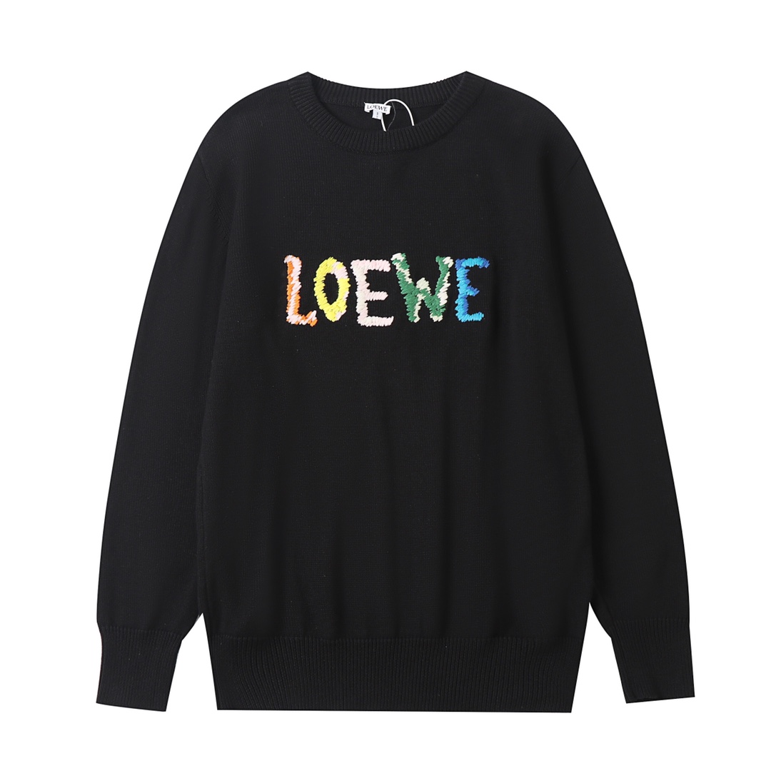 🅿️200 Loewe Nuevo jersey de cuello redondo de otoño-invierno 24, confeccionado con mezcla de lana de 48 cabo…