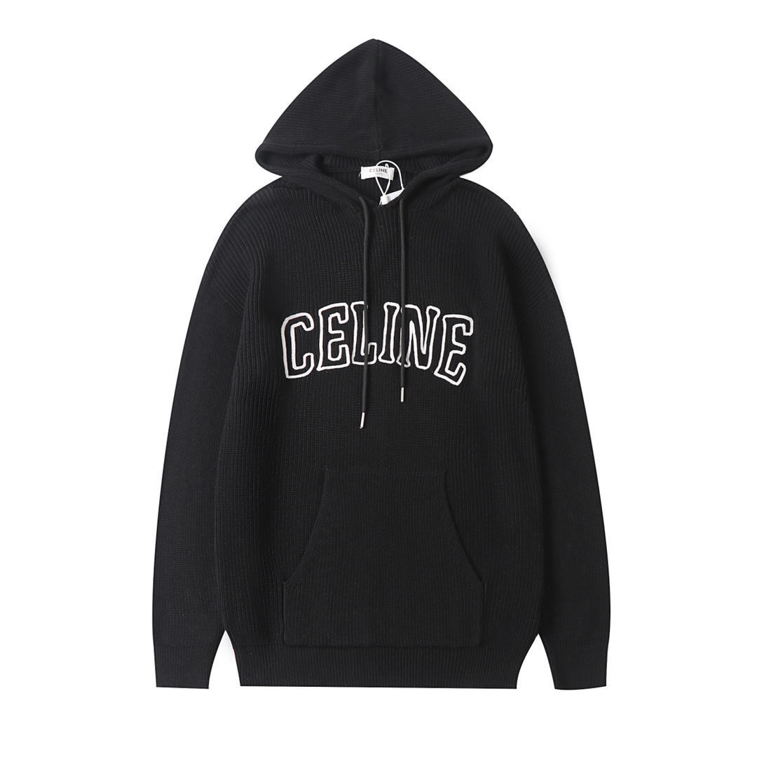¡Suéter de otoño-invierno 24 de Celine con capucha, de lana mezclada de 48 cabos! Estilo simple y relajado, ambiente de…