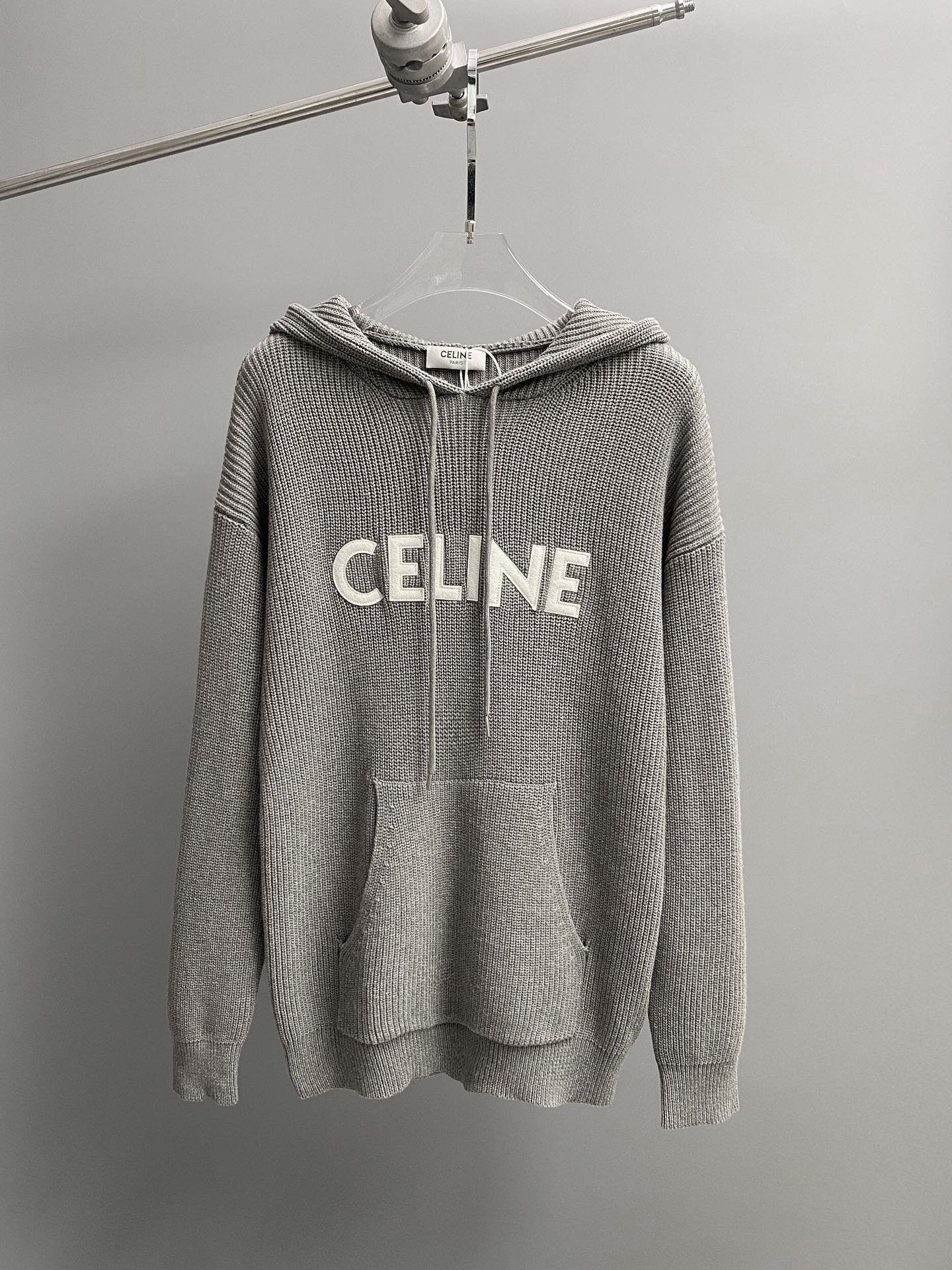 Celine Clothing Sweatshirts Embroidery Knitting Rabbit Hair Wool Hooded Top