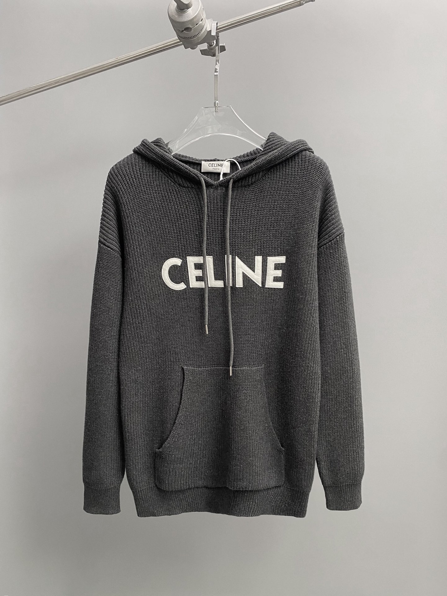 Celine Clothing Sweatshirts Embroidery Knitting Rabbit Hair Wool Hooded Top