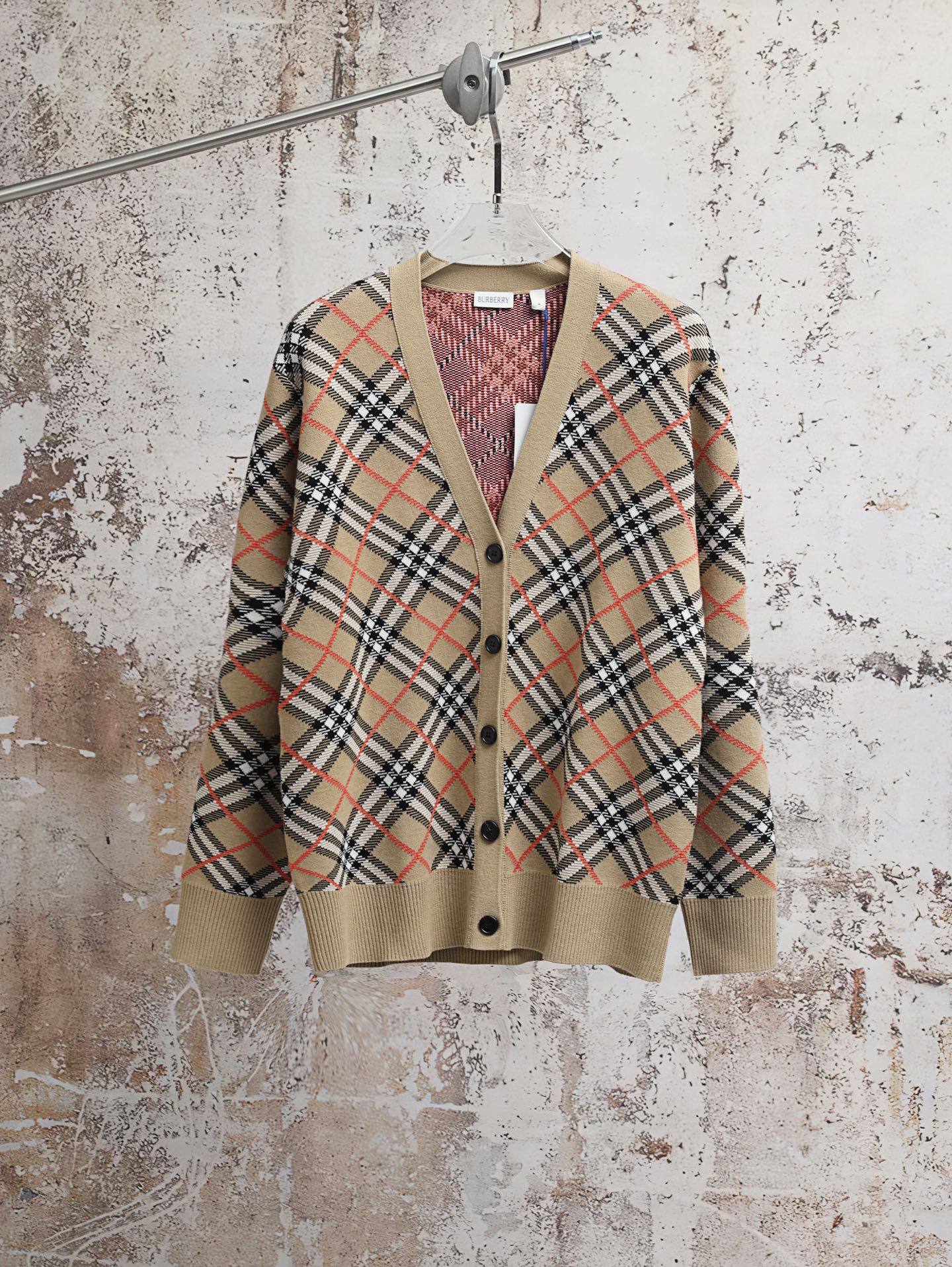 🔥🔥P300 Burberry FW26 suéter tipo cárdigan de mezcla de lana y algodón a cuadros talla de hombre: S M L XL