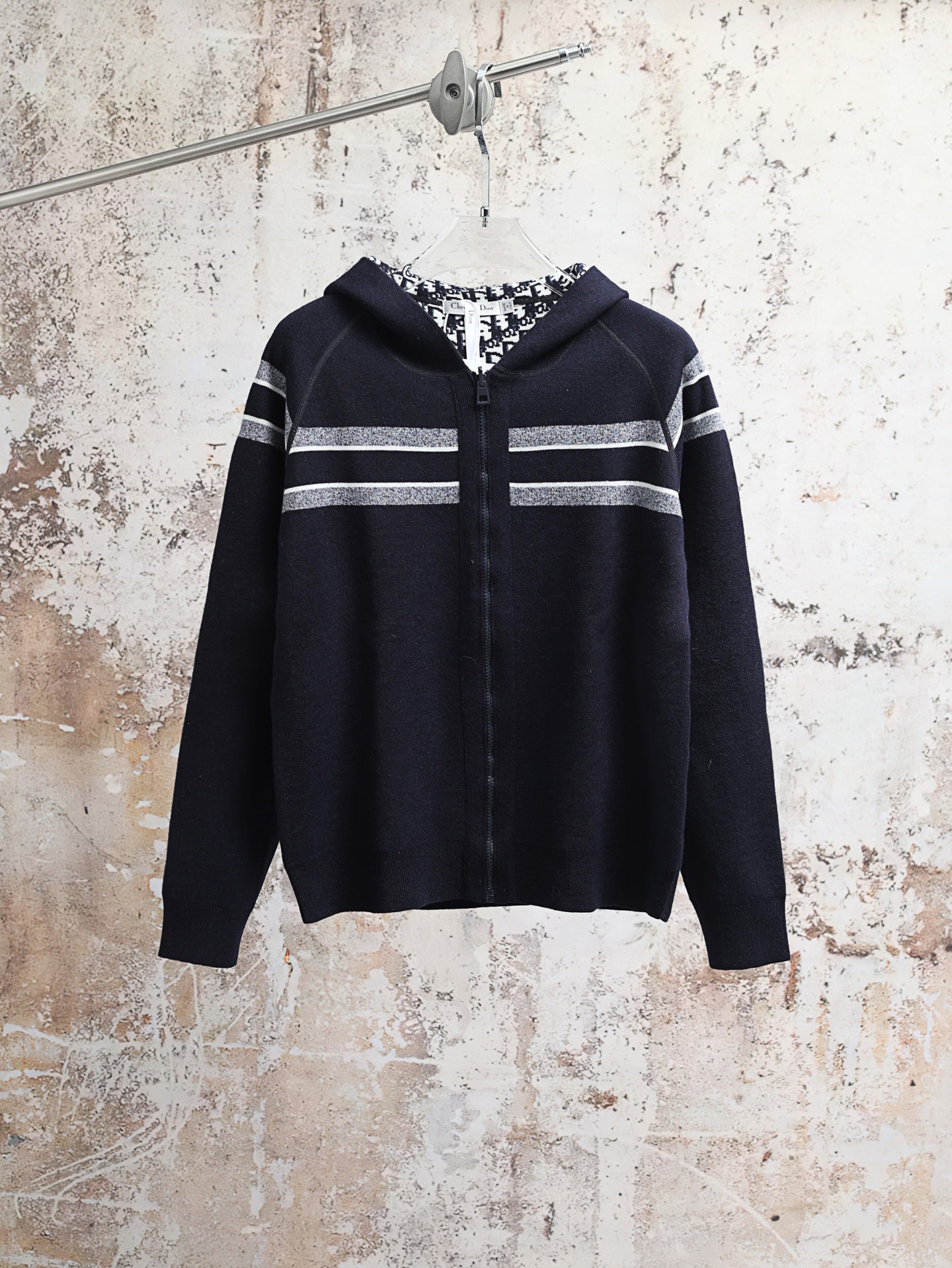 🔥🔥P270 DIOR Dior ESSENTIAL serie limitada Sudadera con cremallera reversible con capucha y estampado oblicuo azul mar…
