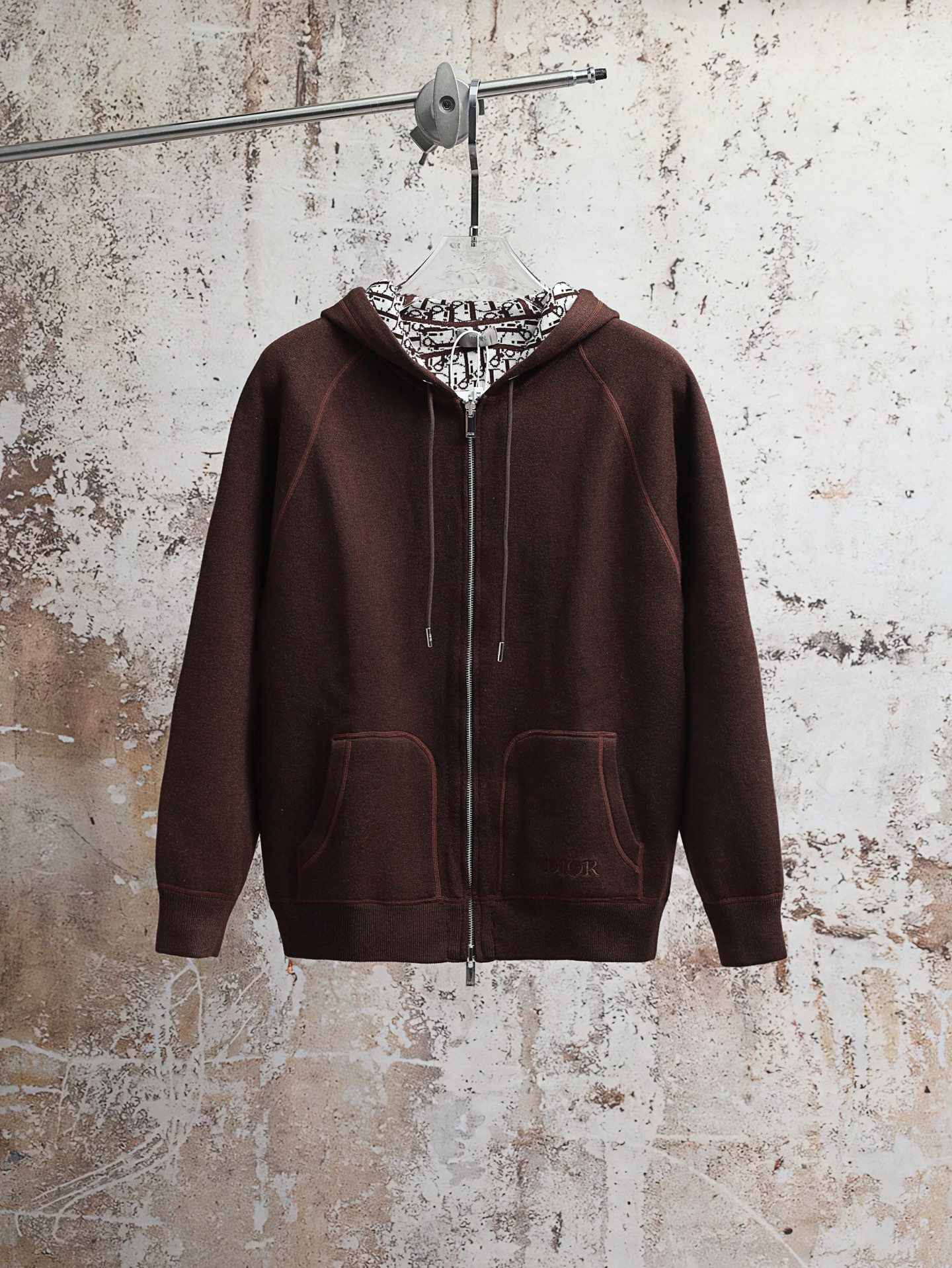 🔥🔥P305 (versión alta) DIOR Dior FW25 chaqueta deportiva de manga larga con estampado de cordón y capucha de algodón p…