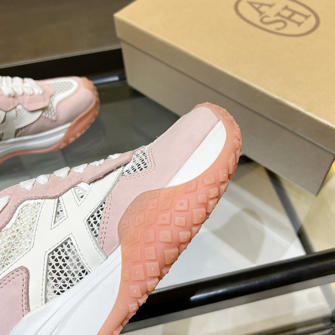 ASH Women's Pink Leather & Mesh Trainer Sneakers Chunky Platform Shoes 7 a1740615364232 3528