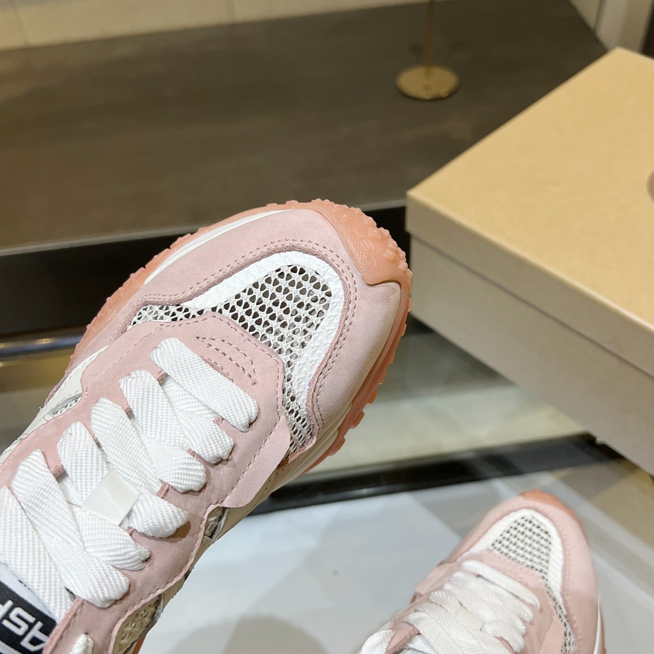 ASH Women's Pink Leather & Mesh Trainer Sneakers Chunky Platform Shoes 6 a1740615364261 1778