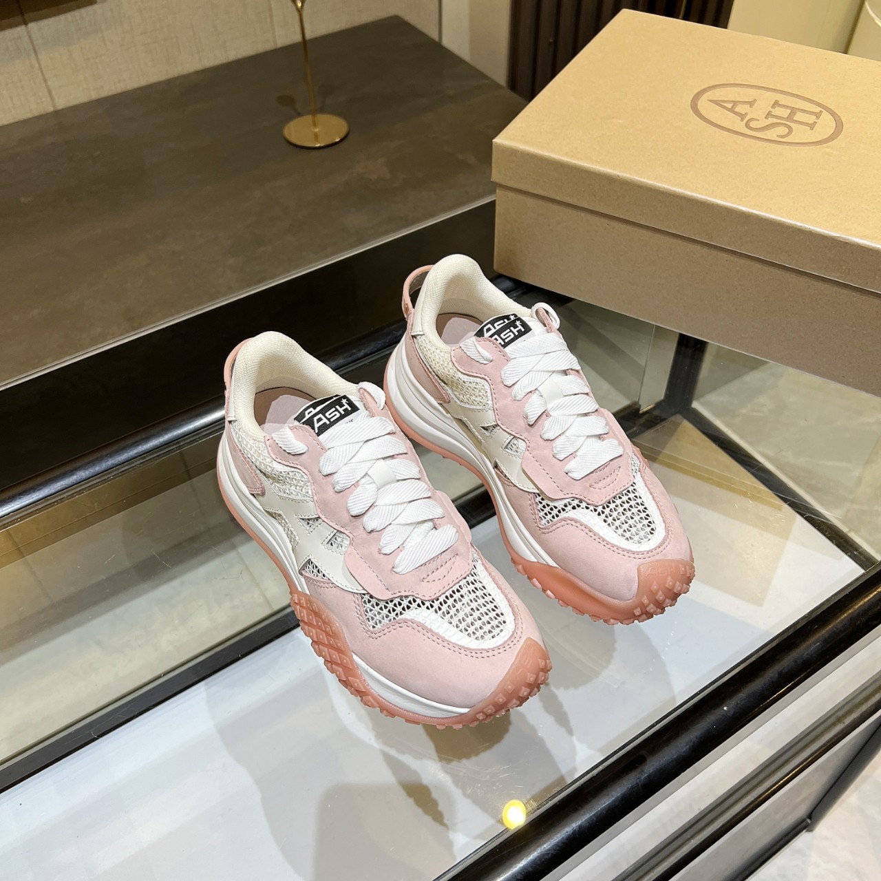 ASH Women's Pink Leather & Mesh Trainer Sneakers Chunky Platform Shoes 3 a1740615365445 1526