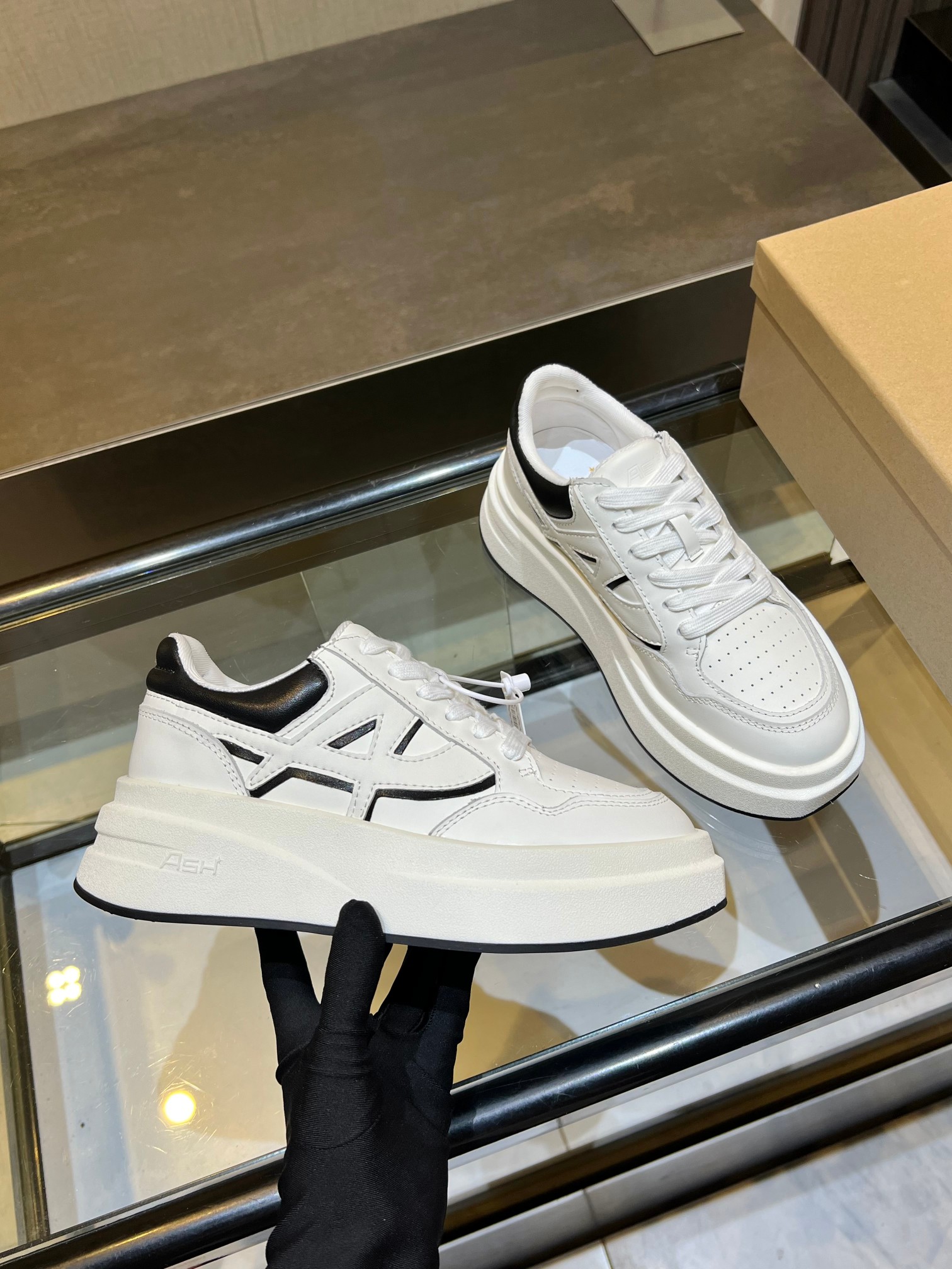 ASH Women's White Leather Platform Sneakers - Stylish and Comfortable 1 ASH Women's White Leather Platform Sneakers - Stylish and Comfortable