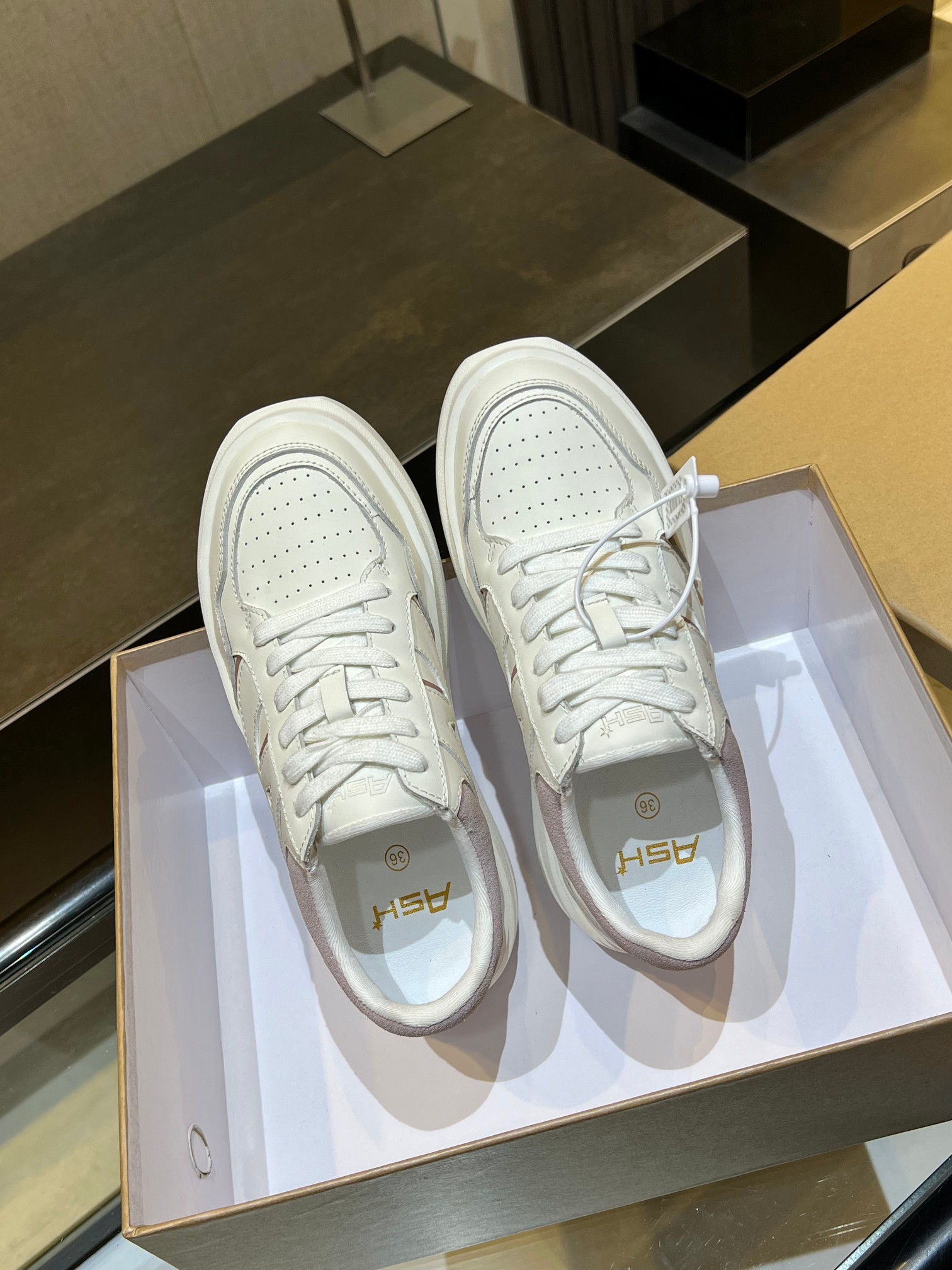 ASH Autumn Women's Leather Casual Sneakers Platform Perforated Breathable Shoes 12 a1743054483766 6424