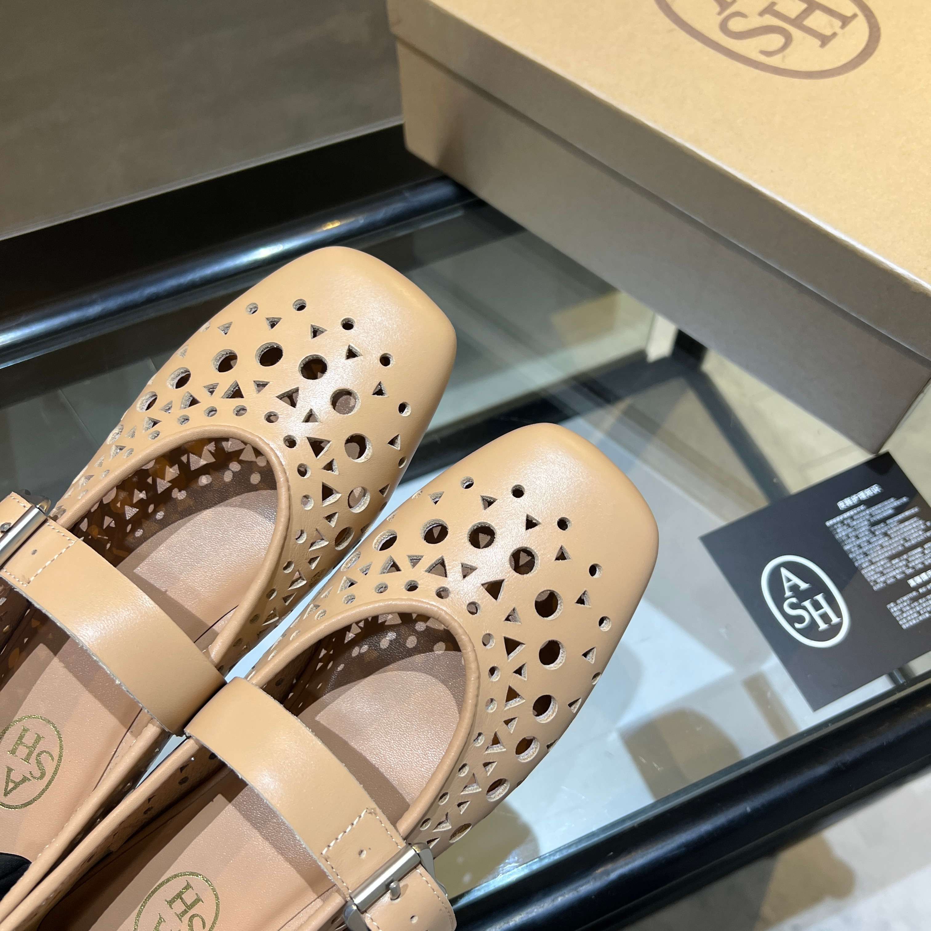 ASH Women's Brook Leather Perforated Flat Mary Jane Shoes 4 a1745161332620 6038