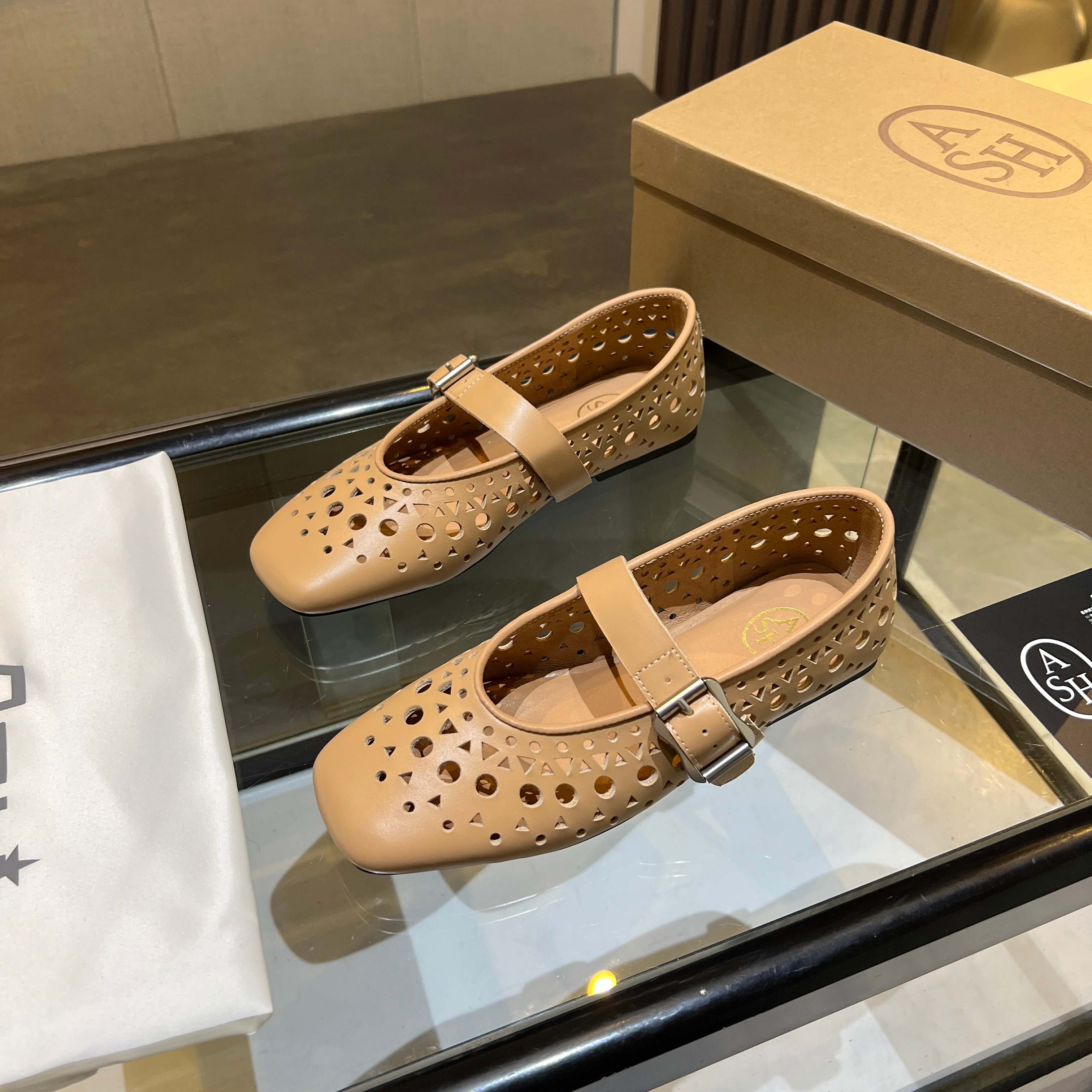 ASH Women's Brook Leather Perforated Flat Mary Jane Shoes 12 a1745161342983 3061
