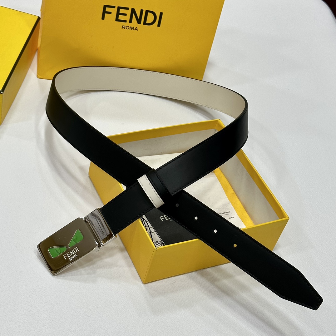 FENDl小怪兽专柜同款宽35MM原单进口双面头层牛皮搭配原版尾夹扣完美的手感.油边出众的细节高清实拍货