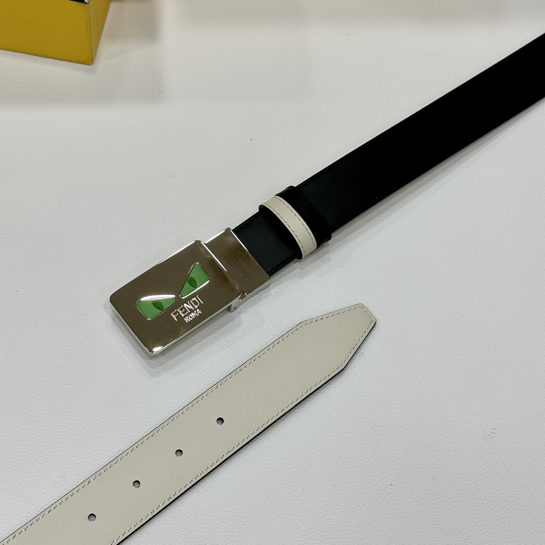 FENDl小怪兽专柜同款宽35MM原单进口双面头层牛皮搭配原版尾夹扣完美的手感.油边出众的细节高清实拍货