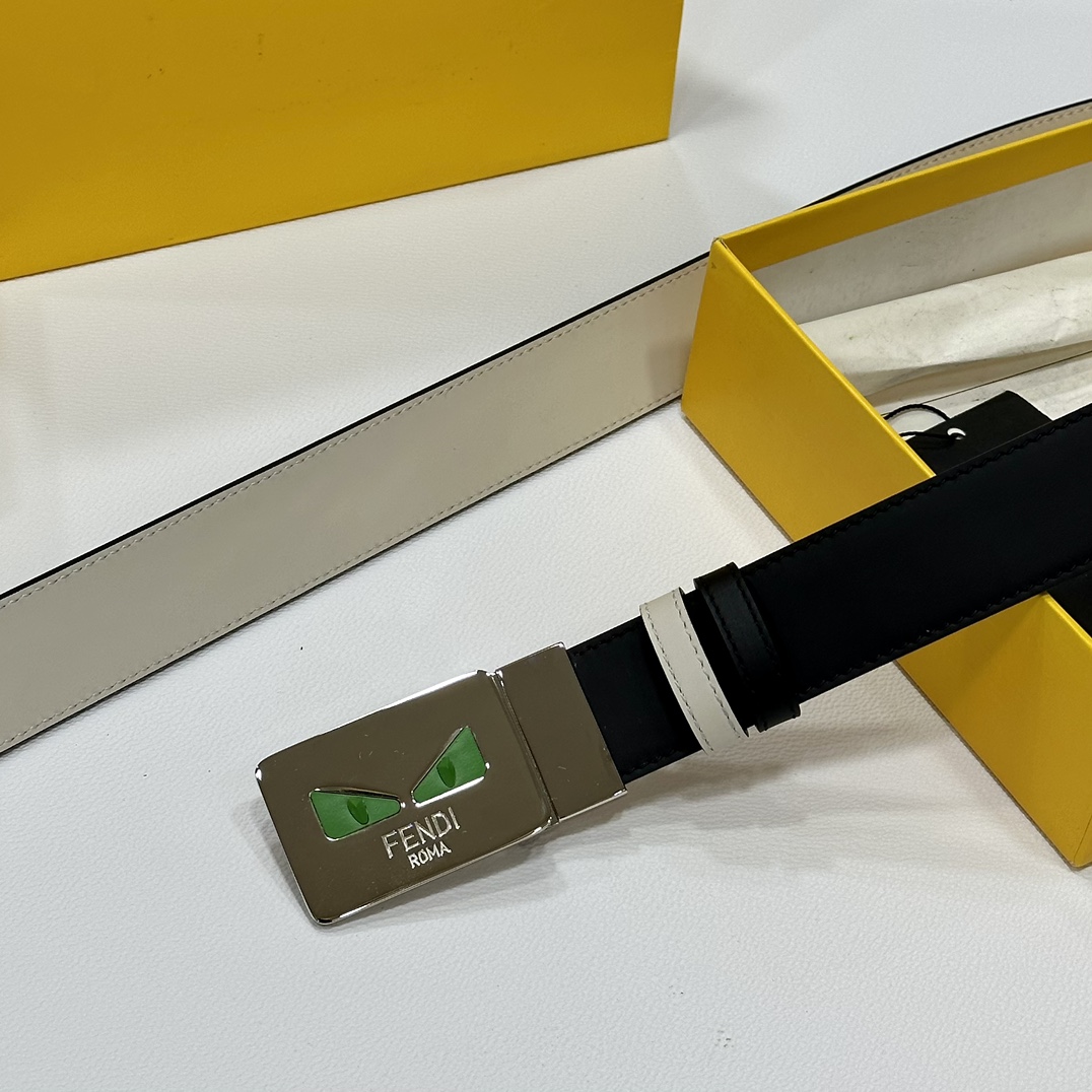 FENDl小怪兽专柜同款宽35MM原单进口双面头层牛皮搭配原版尾夹扣完美的手感.油边出众的细节高清实拍货