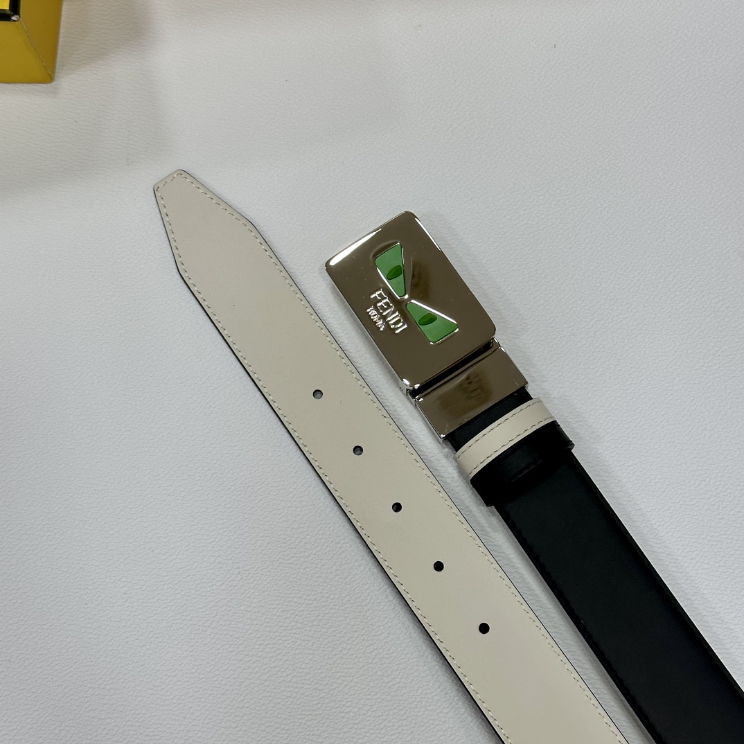 FENDl小怪兽专柜同款宽35MM原单进口双面头层牛皮搭配原版尾夹扣完美的手感.油边出众的细节高清实拍货