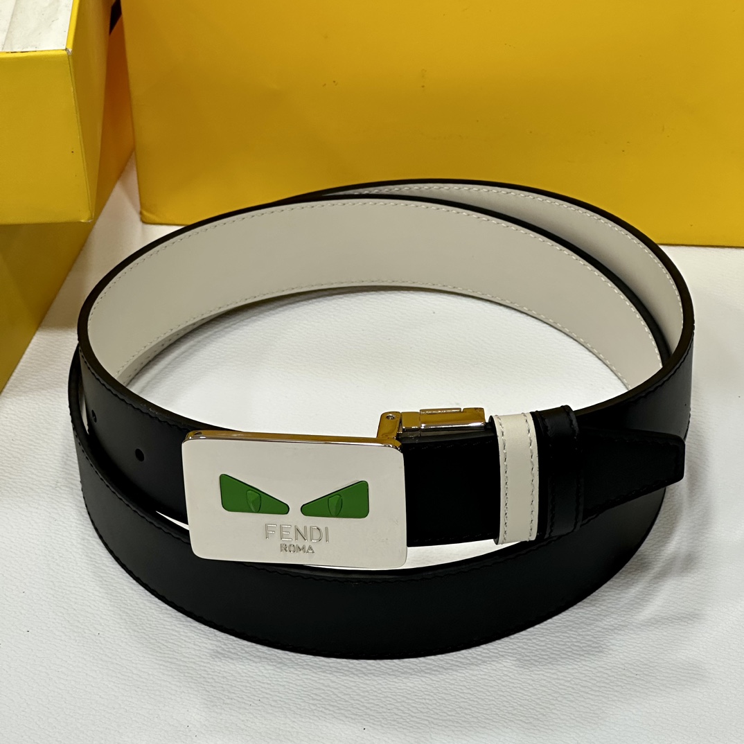 FENDl小怪兽专柜同款宽35MM原单进口双面头层牛皮搭配原版尾夹扣完美的手感.油边出众的细节高清实拍货