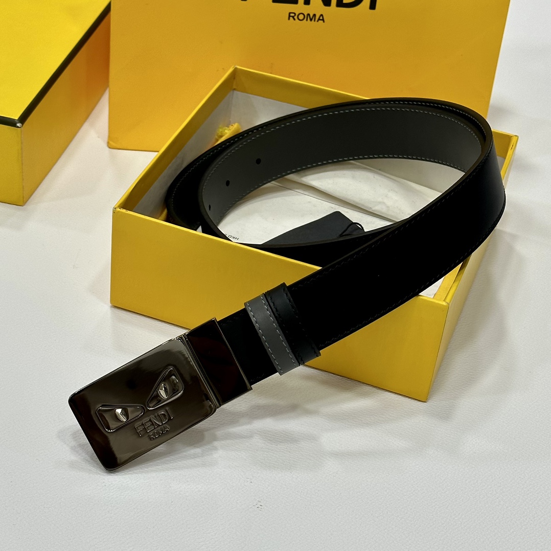 FENDl小怪兽专柜同款宽35MM原单进口双面头层牛皮搭配原版尾夹扣完美的手感.油边出众的细节高清实拍货