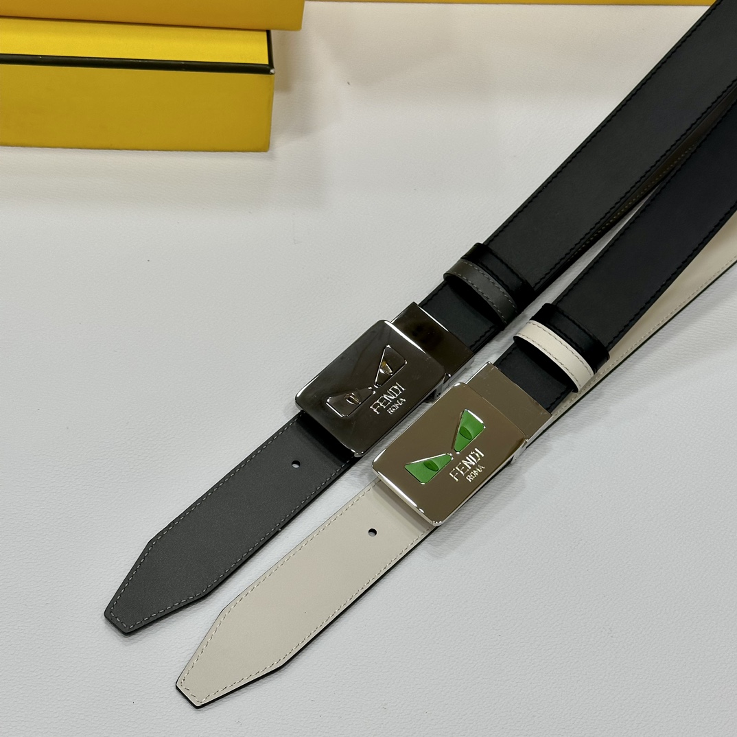 FENDl小怪兽专柜同款宽35MM原单进口双面头层牛皮搭配原版尾夹扣完美的手感.油边出众的细节高清实拍货