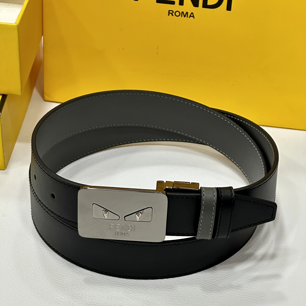 FENDl小怪兽专柜同款宽35MM原单进口双面头层牛皮搭配原版尾夹扣完美的手感.油边出众的细节高清实拍货
