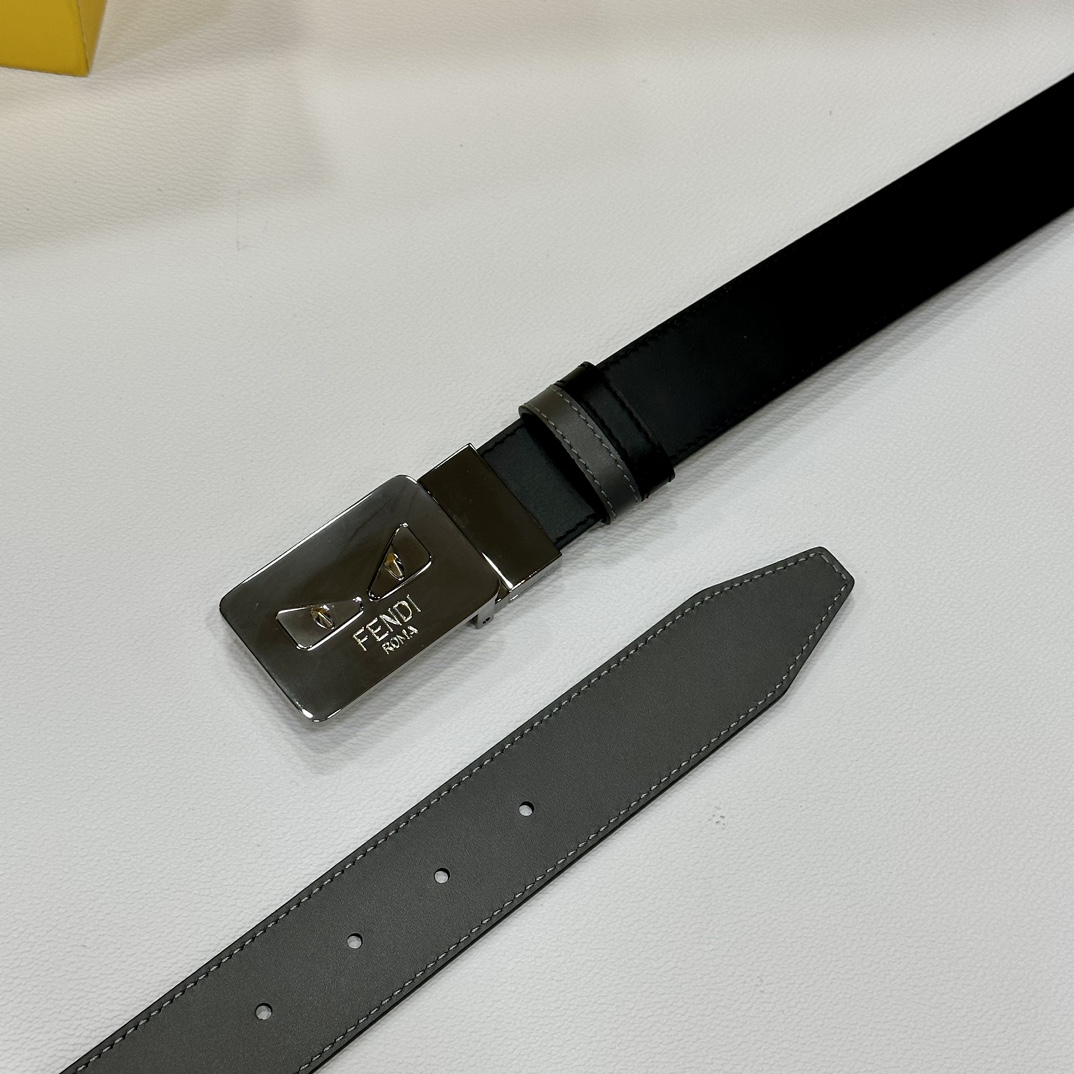 FENDl小怪兽专柜同款宽35MM原单进口双面头层牛皮搭配原版尾夹扣完美的手感.油边出众的细节高清实拍货