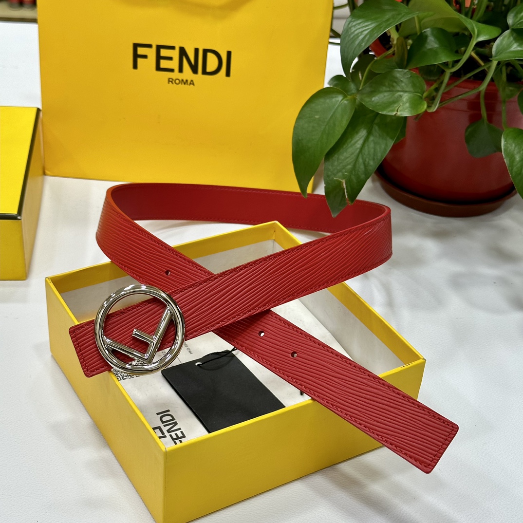 Original FENDI (Fendi) women's belt, width 30mm, double-sided original top-layer cowhide, with classic F copper buckle.…
