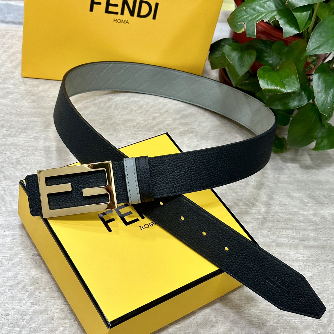 Luxury Double-Faced FENDL Belt: High-Quality Calf Skins, 40MM-wide, Stylish Design - 图片 1