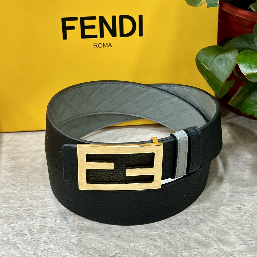 Luxury Double-Faced FENDL Belt: High-Quality Calf Skins, 40MM-wide, Stylish Design - 图片 5