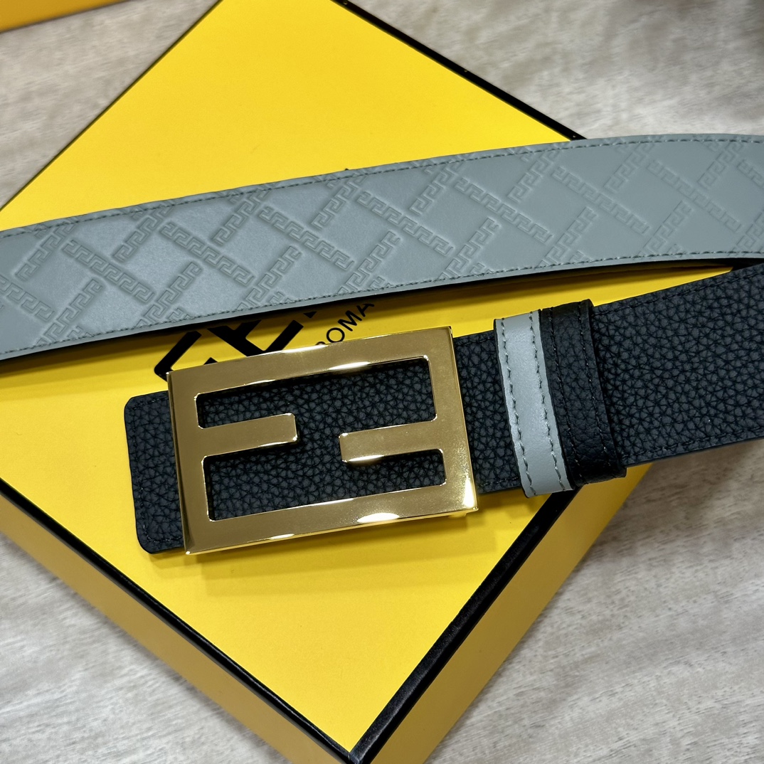 Luxury Double-Faced FENDL Belt: High-Quality Calf Skins, 40MM-wide, Stylish Design - 图片 2