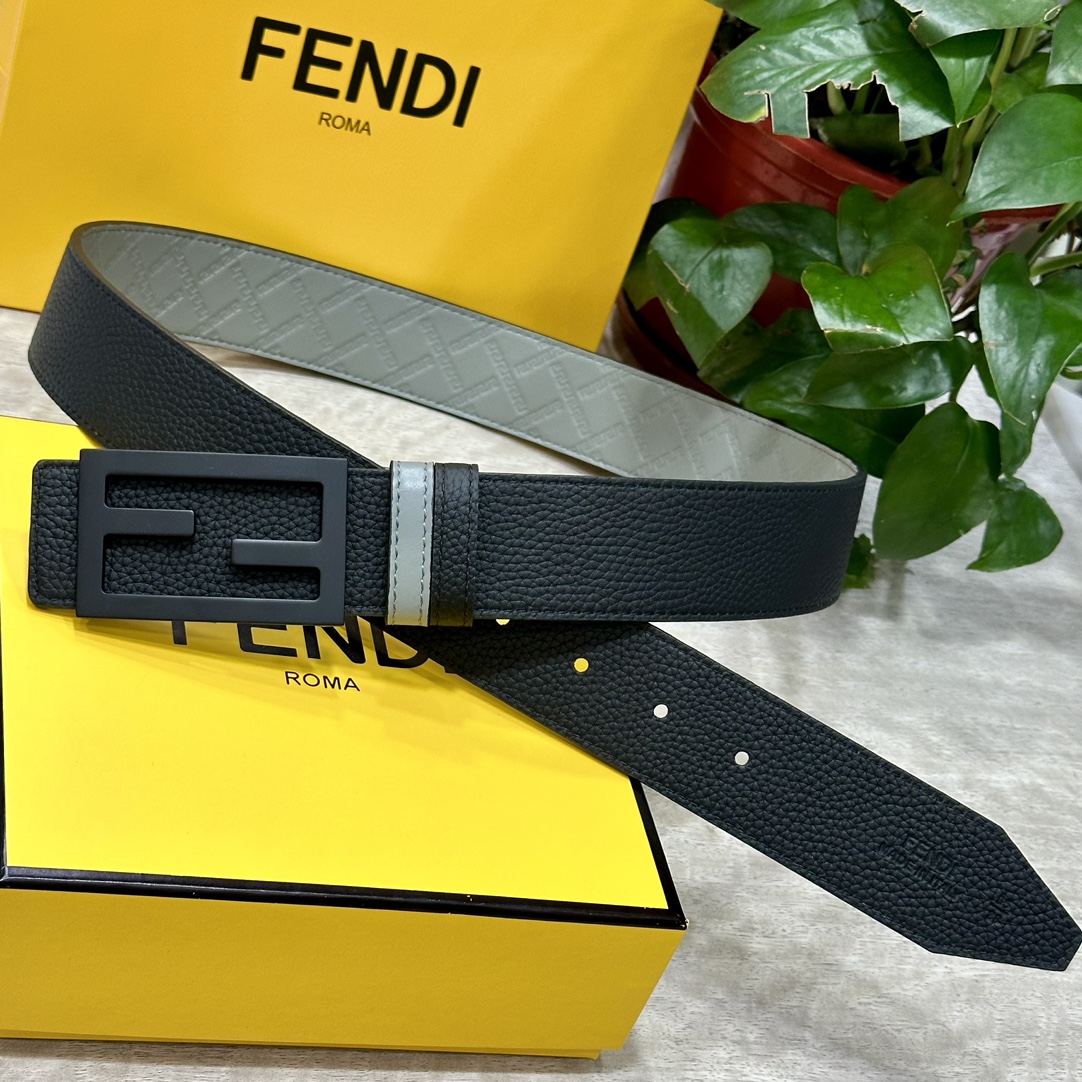 Luxury Double-Sided Calfskin FENDL Belt with Gill Plating Button – High-Quality Fashion - 图片 1