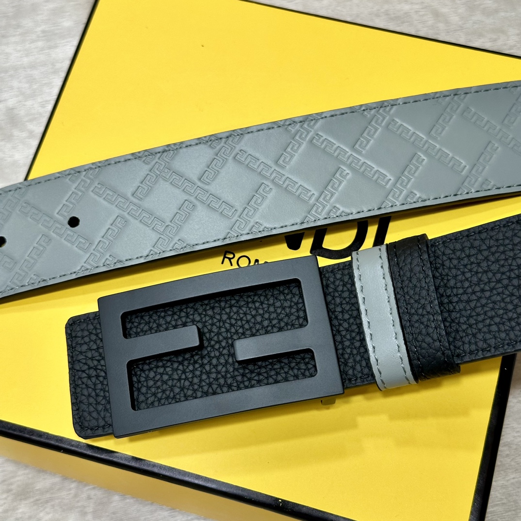 Luxury Double-Sided Calfskin FENDL Belt with Gill Plating Button – High-Quality Fashion - 图片 2