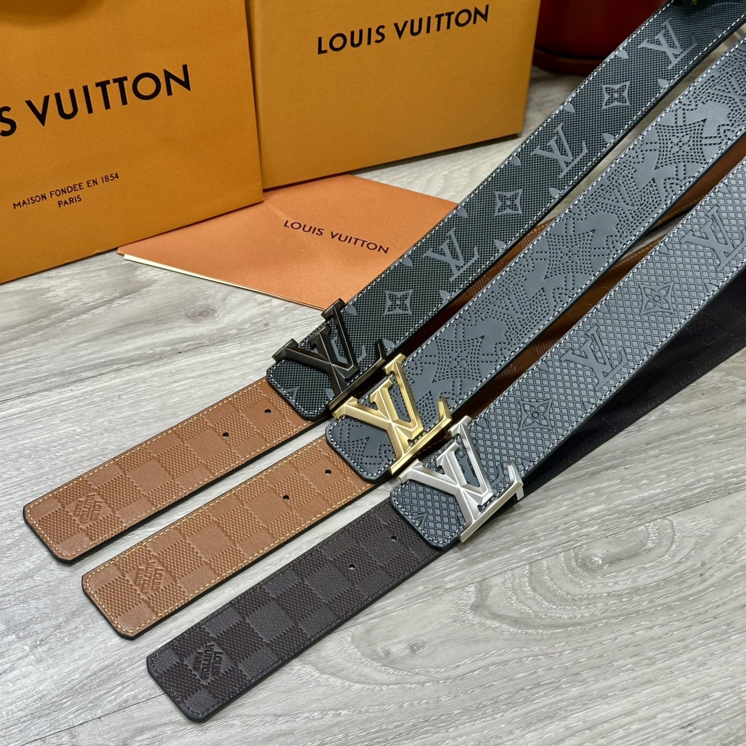 LV.路易威登宽40MM双面原版小牛皮搭配单钌钯电镀扣完美的手感.油边出众的设计.风格高贵奢华时尚大方高
