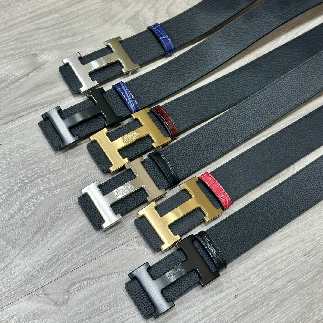 HERMES.爱马仕男士真皮腰带宽度3.8cm原版带身配搭精品钢扣可双面使用触感厚实