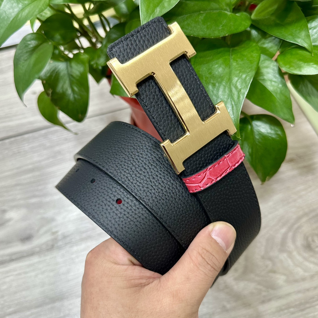 HERMES.爱马仕男士真皮腰带宽度3.8cm原版带身配搭精品钢扣可双面使用触感厚实