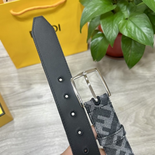 Fendi FF Pattern Fabric Belt - 35MM Wide with Palladium Finish Hardware 1 Fendi FF Pattern Fabric Belt - 35MM Wide with Palladium Finish Hardware