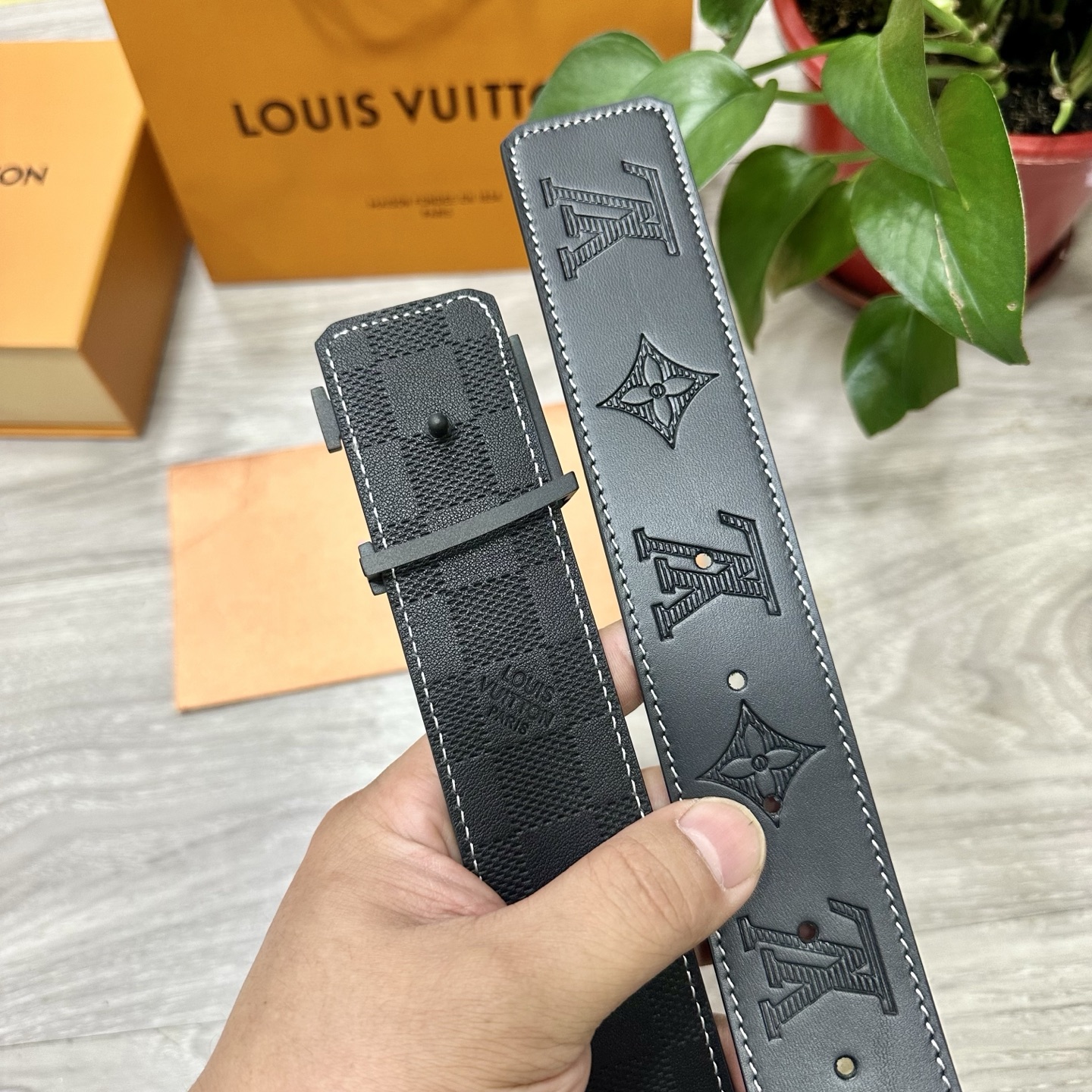 LV Style Leather Men's Belts Men's Belts Men's Belt detail image 5 from source 766541
