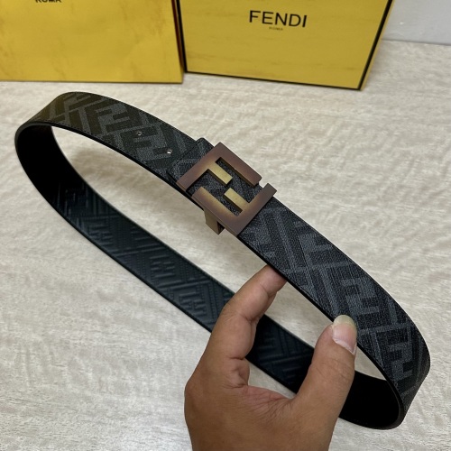 Fendi Reversible Belt with FF Buckle, Black Cuoio Romano Leather, 4.0 cm