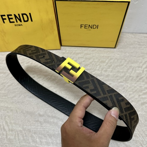 Fendi Reversible Belt with FF Logo Buckle, 4.0CM Width, Black/Tobacco 1 Fendi Reversible Belt with FF Logo Buckle, 4.0CM Width, Black/Tobacco