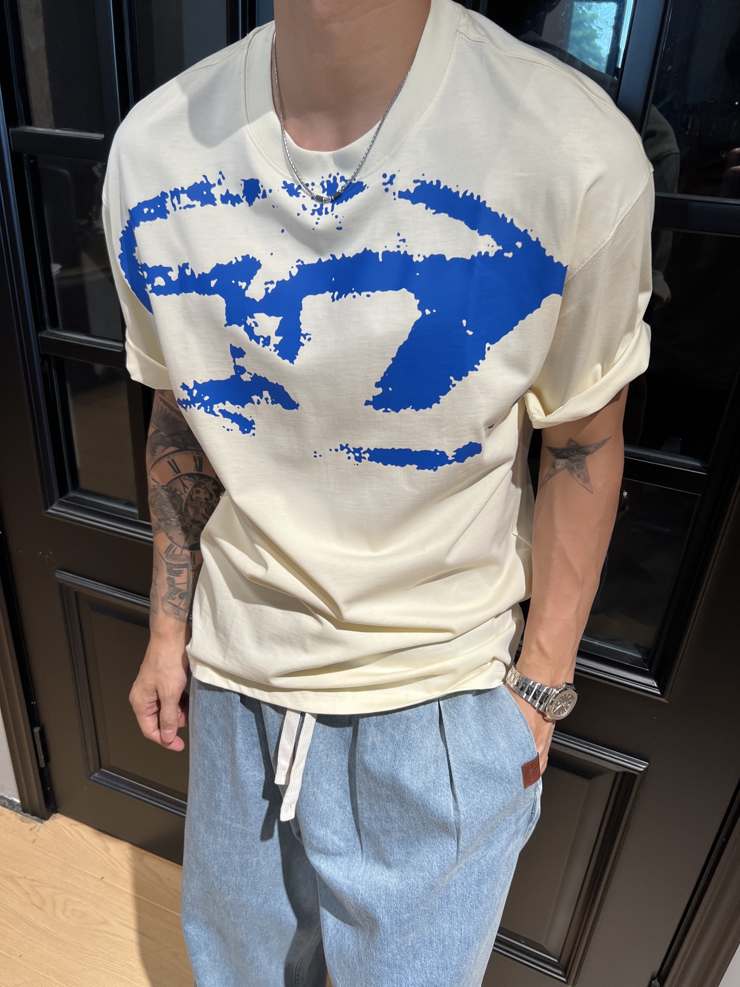 P625 DIESEL Summer Logo Print Cotton T-shirt: Stylish, Unisex, Various Colors & Sizes