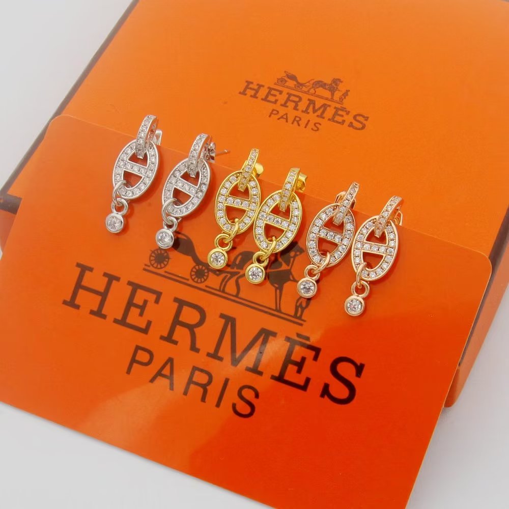 Hermes Jewelry Bracelet Earring Red Fashion
