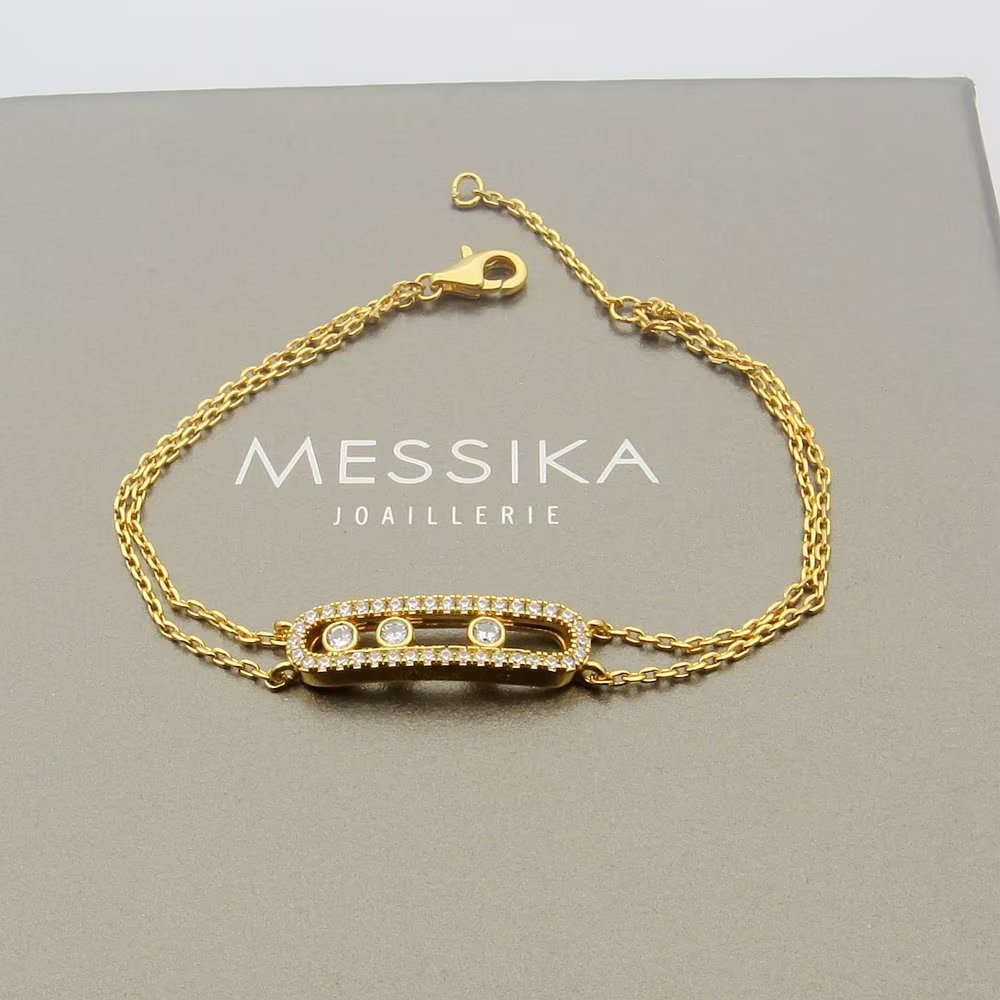 ❤️90包邮/原单代购级别
👄Messika 梅西卡手链三钻滑动双层手链 亚金材质电镀18k金 超赞工艺 百搭 夏日简约风 白金 黄金 玫瑰金
满钻手链 