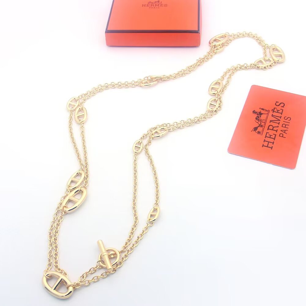 Hermès Farandole Necklace - Silver Tone, Pig Nose Design, 160cm Length 6 a1708136932807 0155