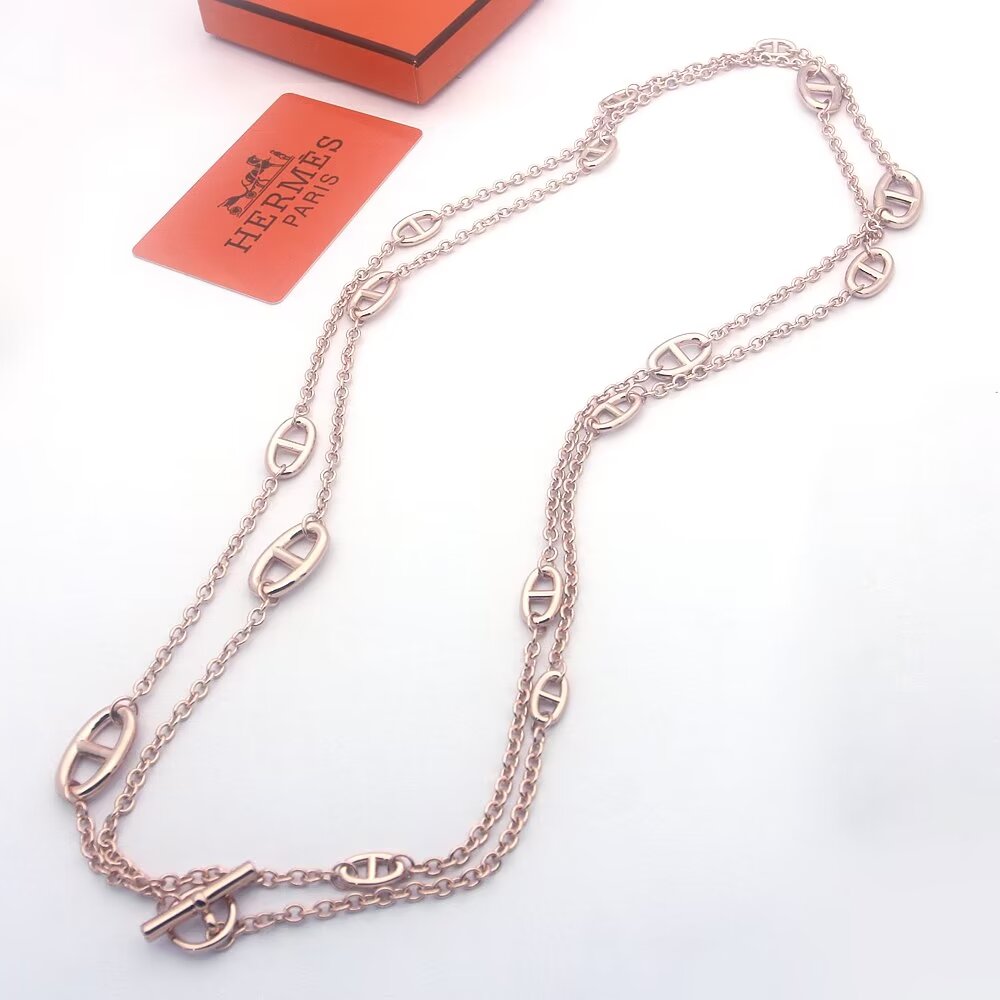 Hermès Farandole Necklace - Silver Tone, Pig Nose Design, 160cm Length 5 a1708136932814 8835