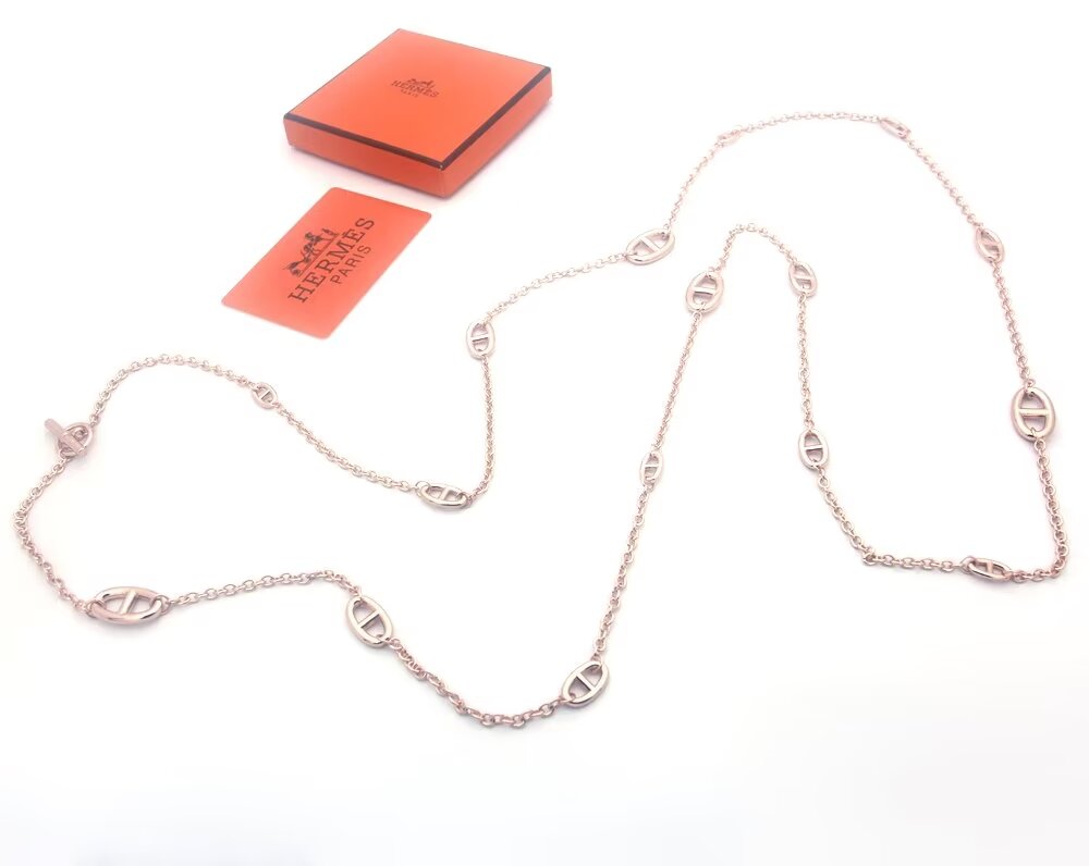 Hermès Farandole Necklace - Silver Tone, Pig Nose Design, 160cm Length 8 a1708136934093 6673