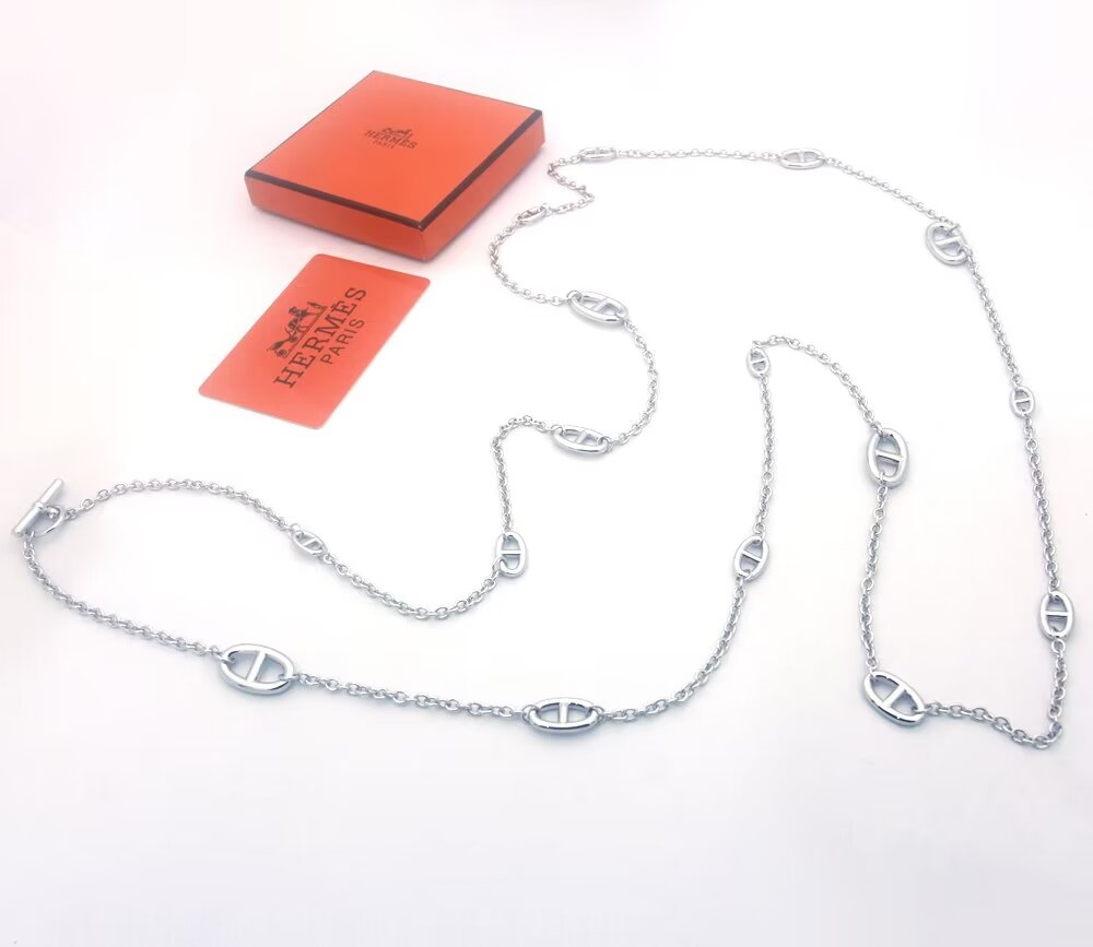 Hermès Farandole Necklace - Silver Tone, Pig Nose Design, 160cm Length 9 a1708136934094 1848