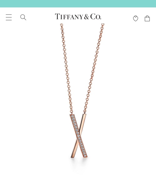 Tiffany & Co. Rose Gold Diamond X Pendant Necklace, Elegant Design 1 Tiffany & Co. Rose Gold Diamond X Pendant Necklace, Elegant Design