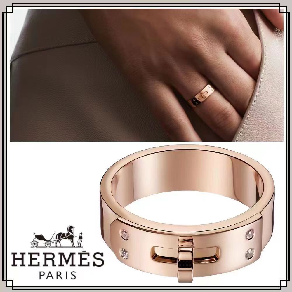 Bague Hermes Kelly Or jaune avec accents de diamants clairs EU 52