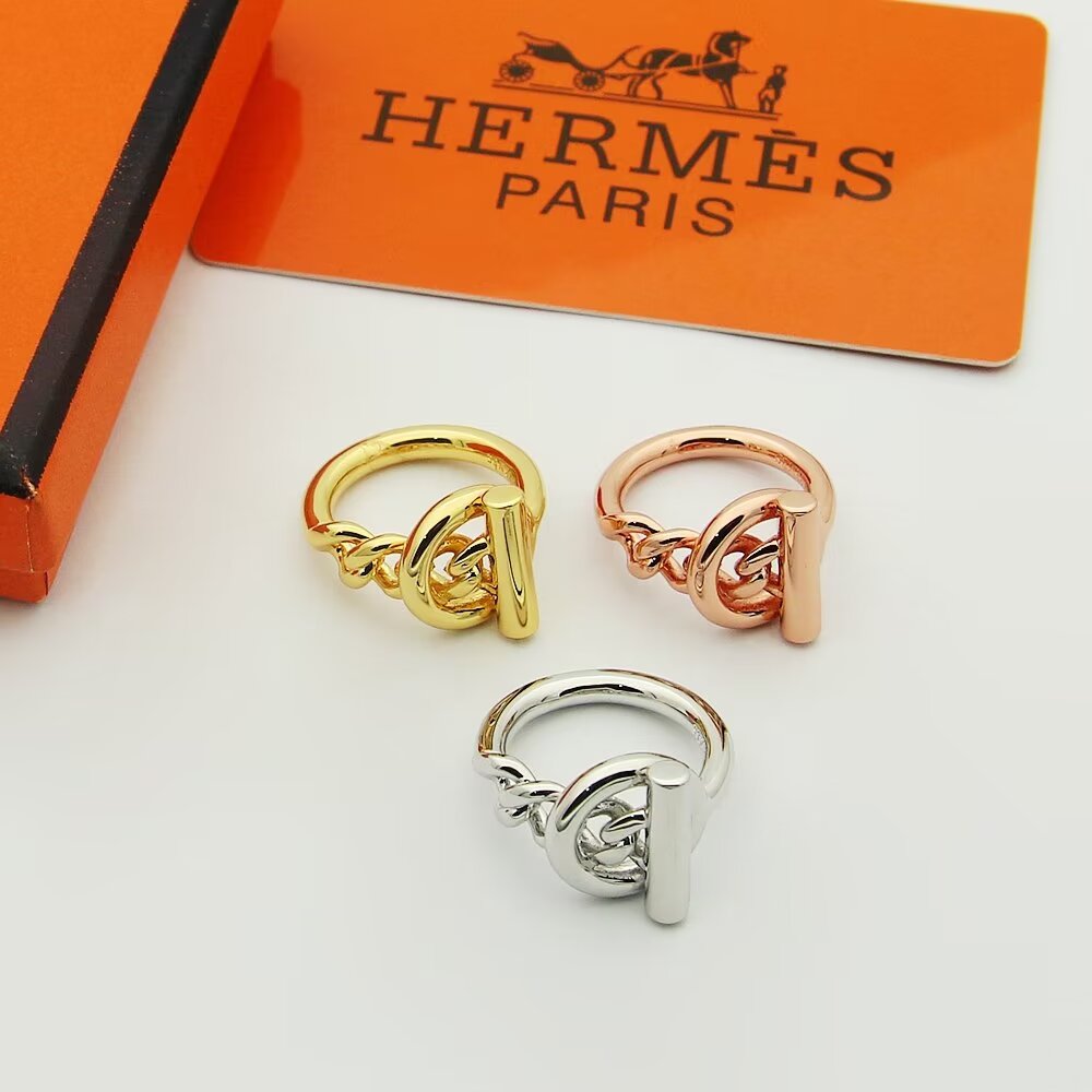 Hermès H戒指爱马仕戒指 麻花猪鼻子戒指