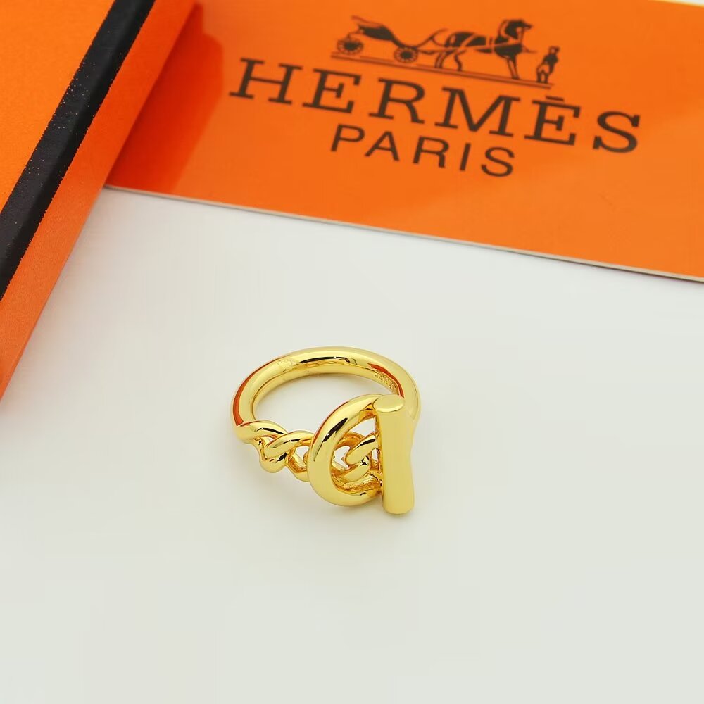 Hermès H戒指爱马仕戒指 麻花猪鼻子戒指
