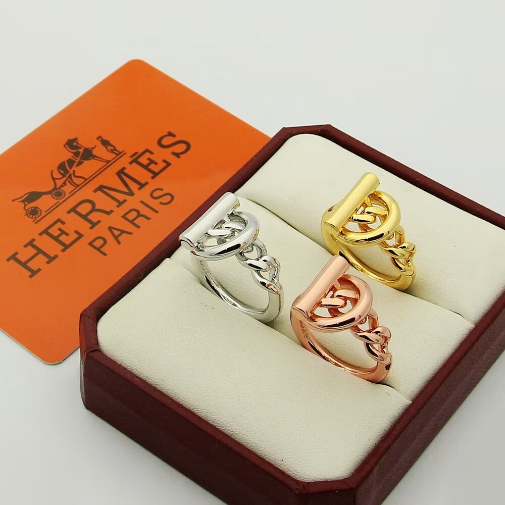 Hermès H戒指爱马仕戒指 麻花猪鼻子戒指