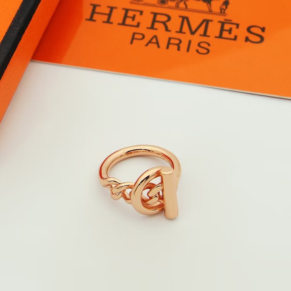 Hermès H戒指爱马仕戒指 麻花猪鼻子戒指